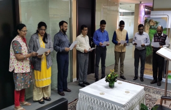 Constitution Day of India @ Consulate on 26 November 2020. Consul General reading out the Preamble to the Constitution of India